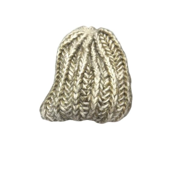 Cappellificio Fiorentino Beanie Hat Ribbed Knit Wool Blend Snug Fit Cream W OS - Picture 3 of 6